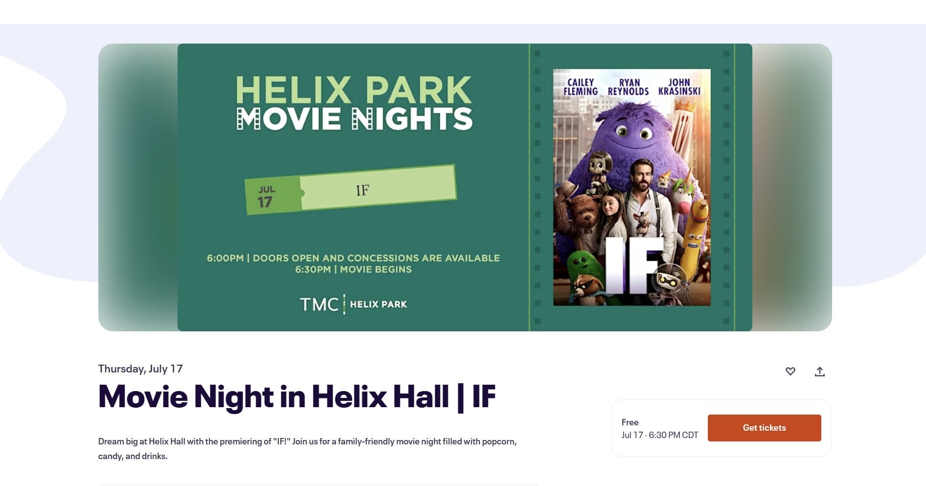 See IF at Movie Night in Helix Hall